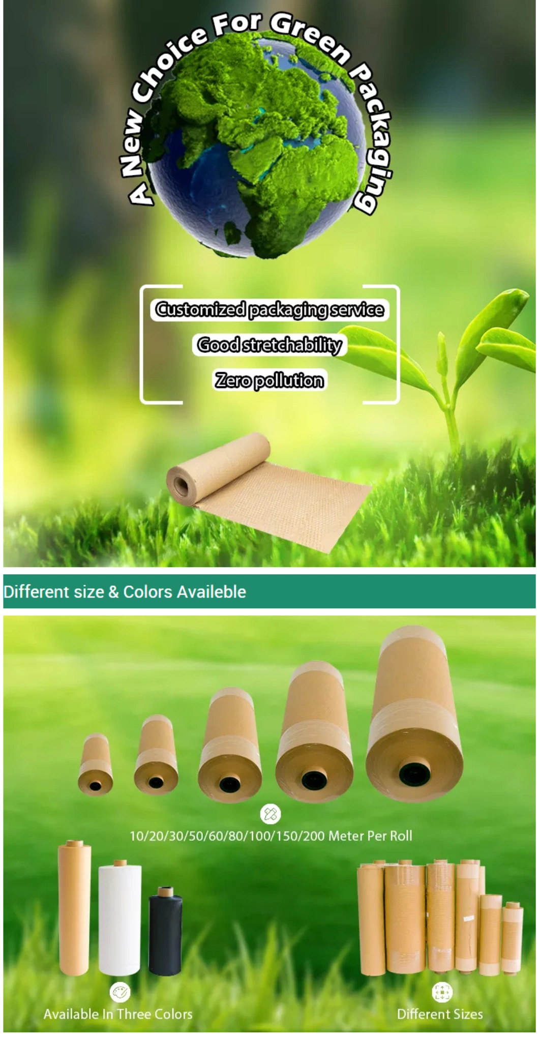 Customized Size Packaging Protective Cushioning Roll Kraft Honeycomb Wrapping Paper