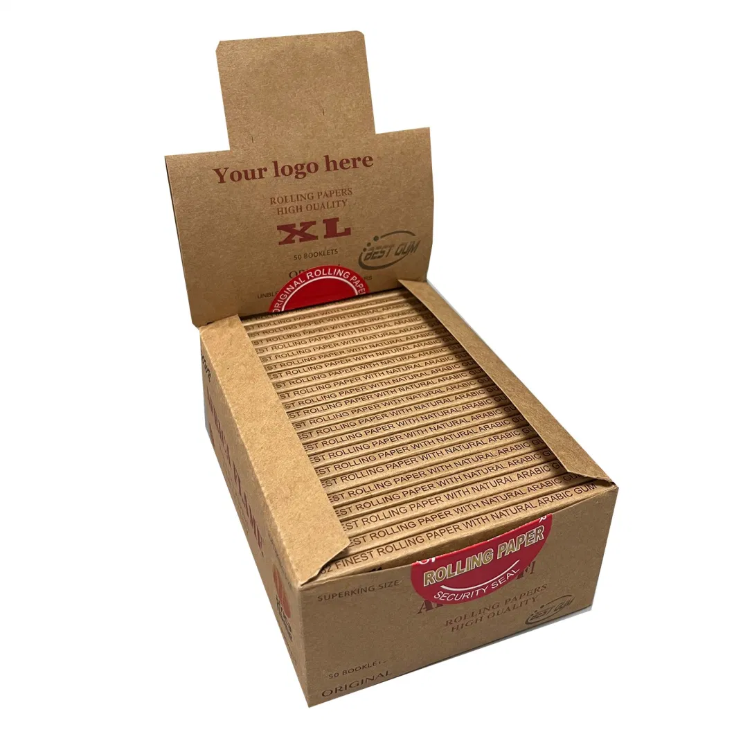 OEM XL Size 12.5GSM Unbleached Brown Color Smoking Rolling Paper Factory