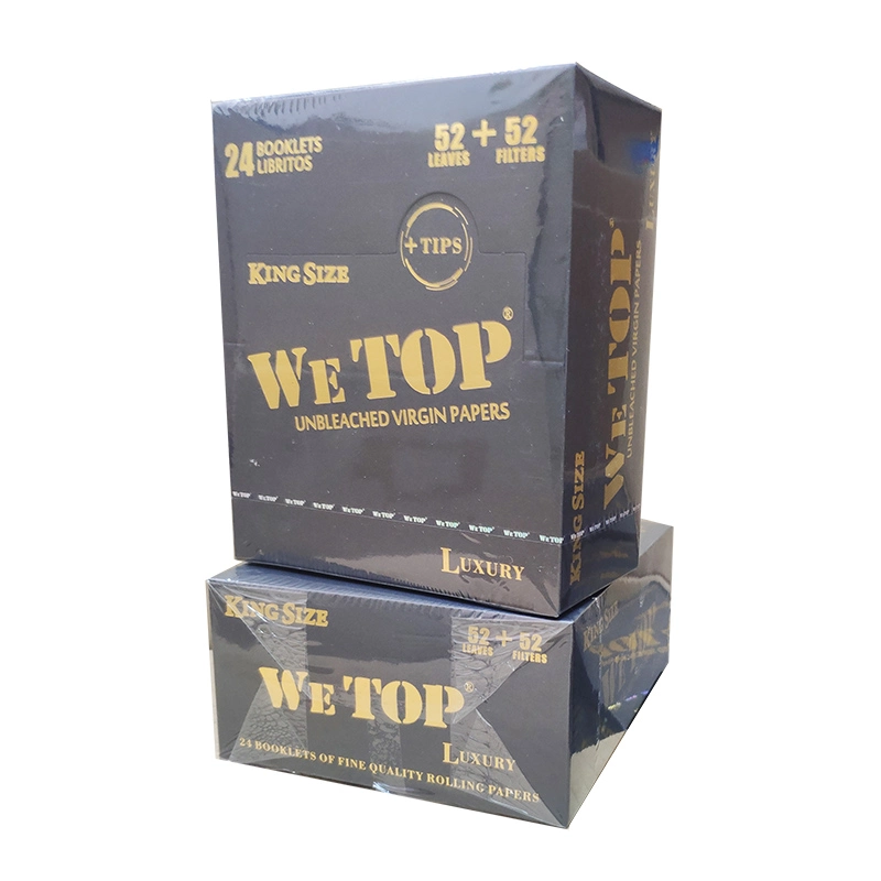 We Top Brand Rolling Papers OEM Unbleached Brown Natural Paper Smoking Custom Logo Available