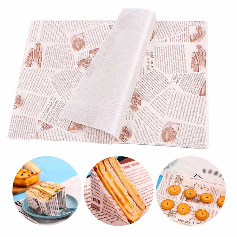 Custom Printed Food Wrapping Use Greaseproof Paper Baking Custom Burger Wrappers Paper