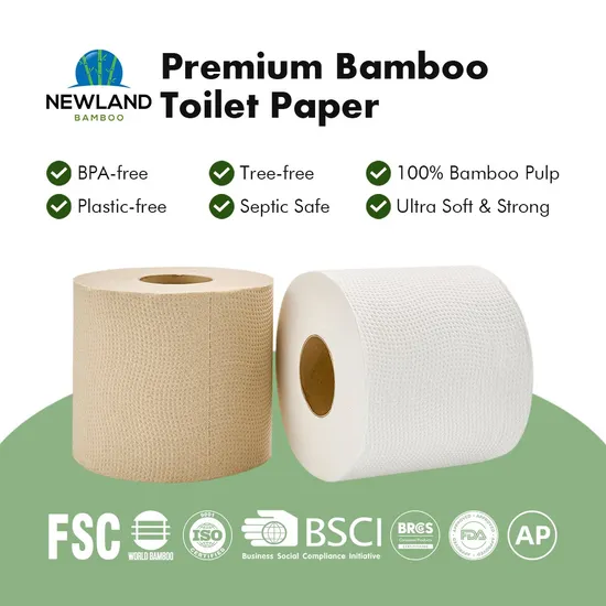 Custom Designed Printed 100% 3 Ply Soft Bamboo Tissue Toilet Paper 